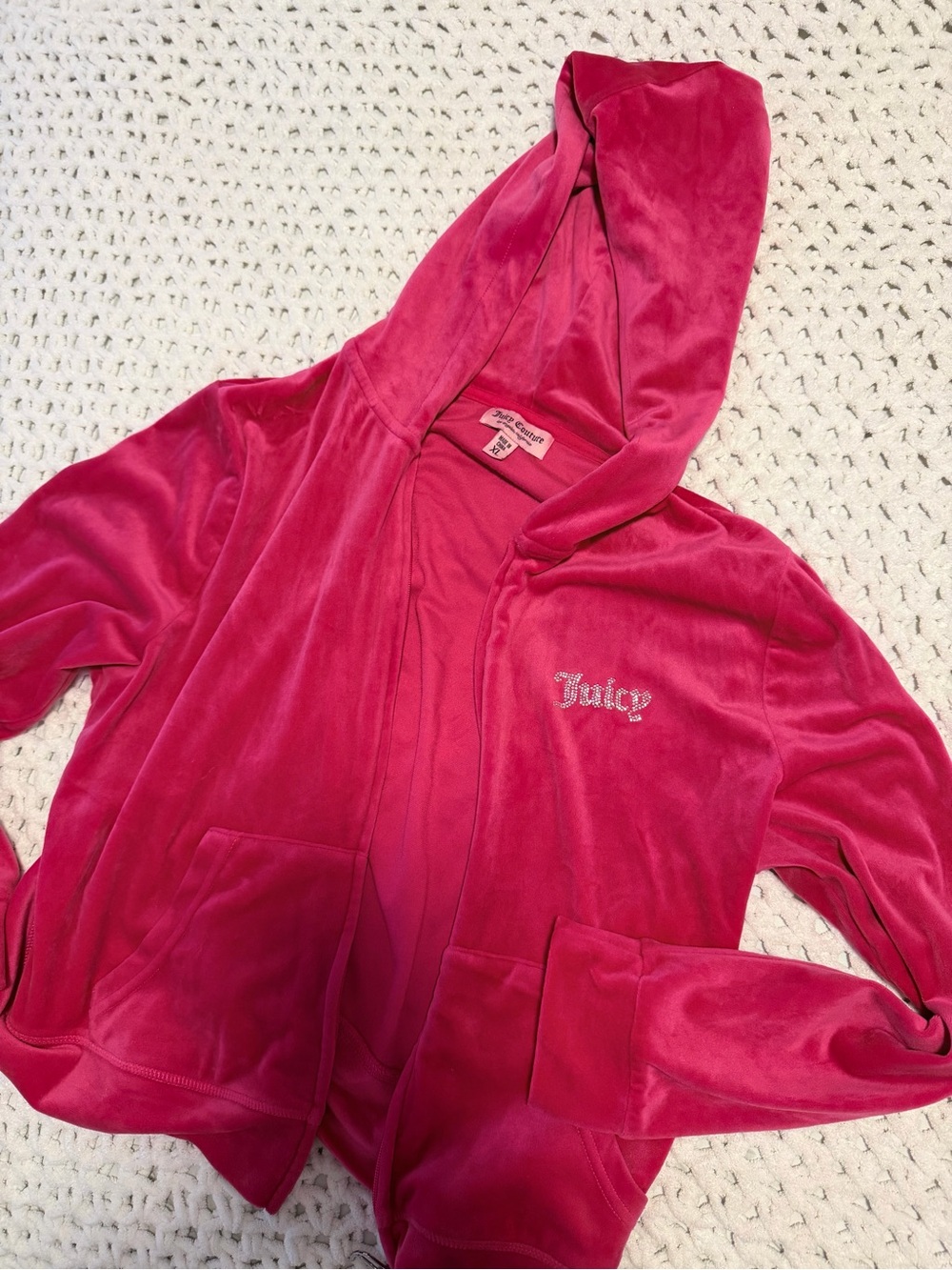 Juicy Couture Bright Pink Velour Hoodie Jacket